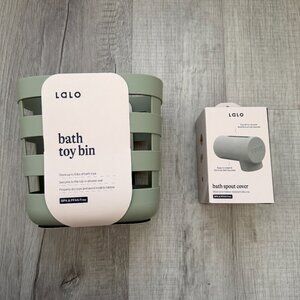 LALO Spout Cover & Bath Toy Bin Sage Green BRAND NEW